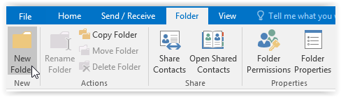 new folder button in outlook