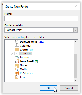 create new folder dialog box in outlook