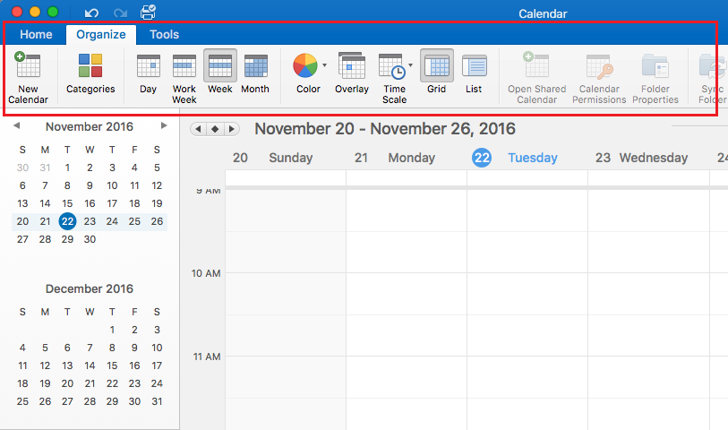 change time scale in outlook for mac