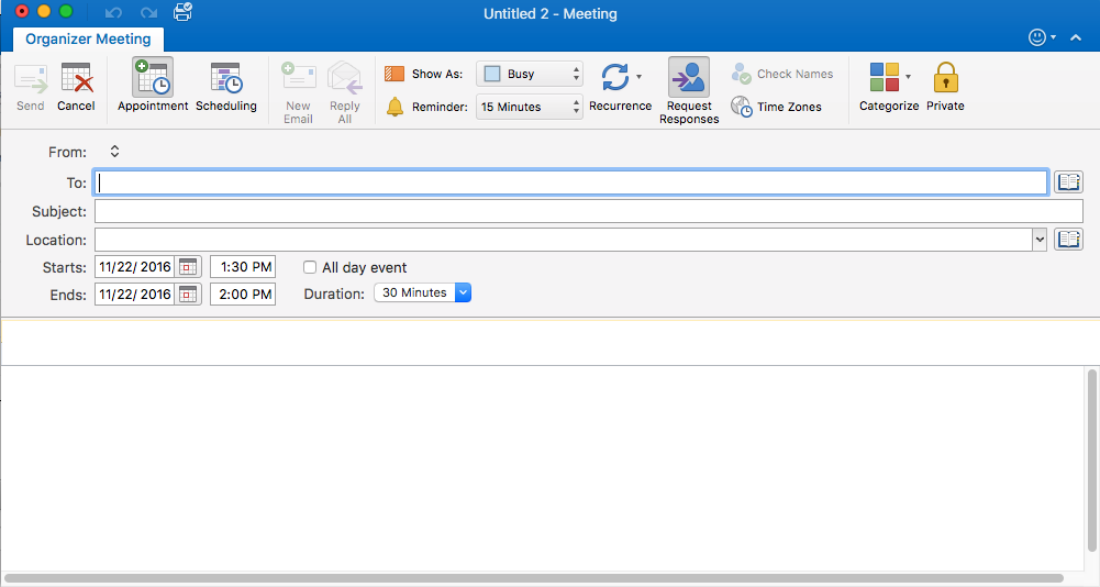 New Meetings window
