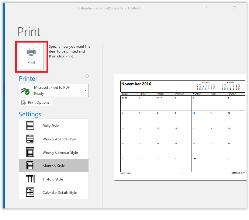 the print button
