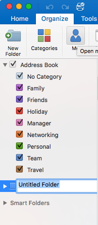 Creating a folder for the Address Book