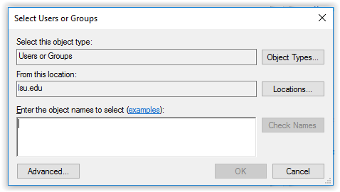 select users or groups tab