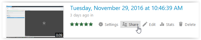 share button under a session in panopto