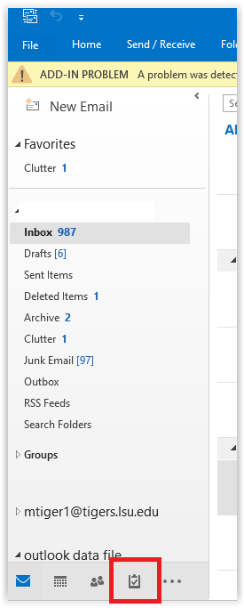 outlook tasks button