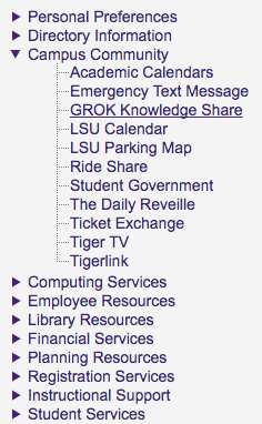 GROK Knowledge Share on the left hand side of the menu