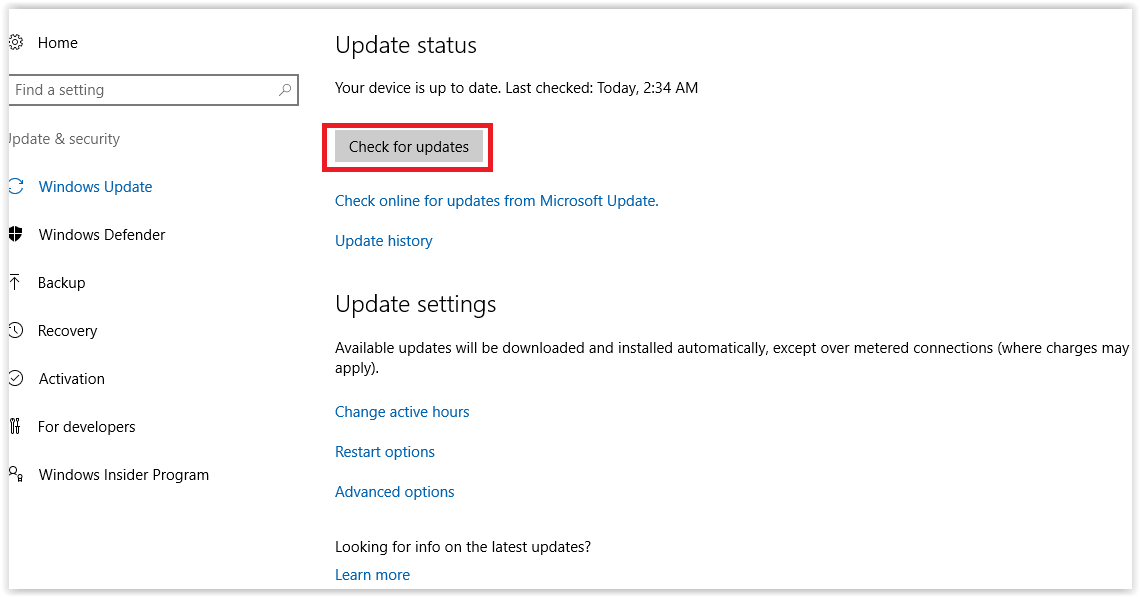 Checking for updates
