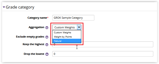 Aggregation options