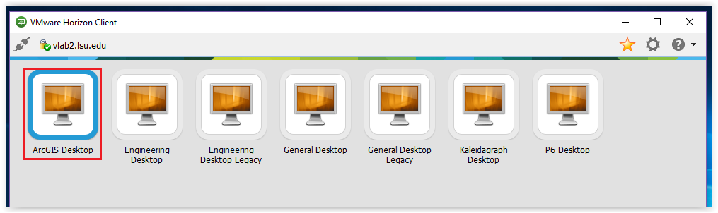 ArcGIS Desktop selected from the list of available desktops