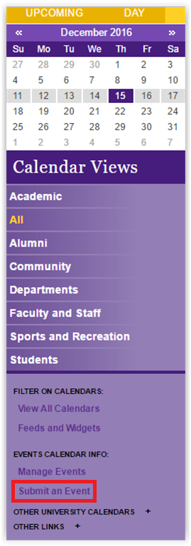 Submit an Event option