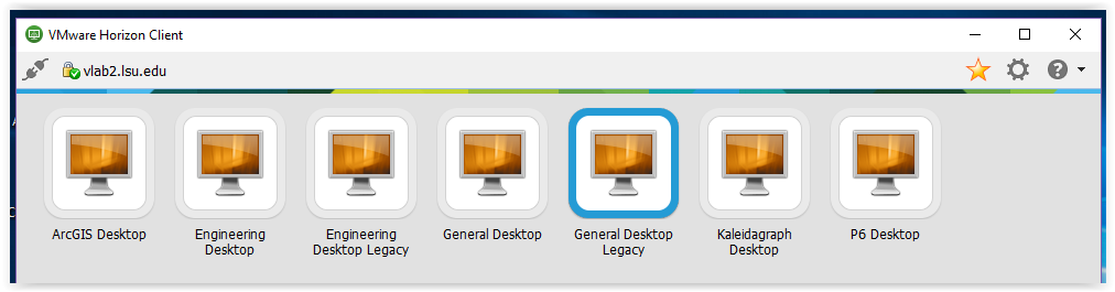Logging into Engineering Desktop Legacy from the list of available desktops
