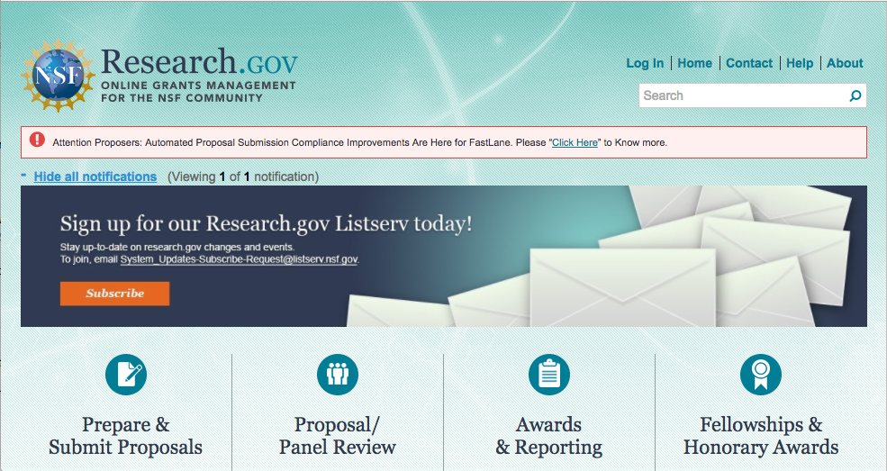 Research.gov homepage
