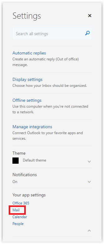 mail settings link