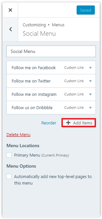 Social Menu options