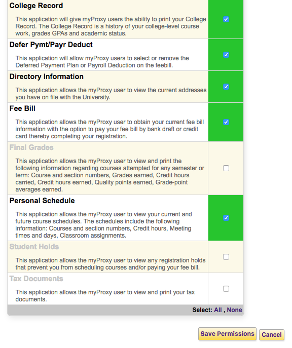 PAWS Applications Save permissions button.