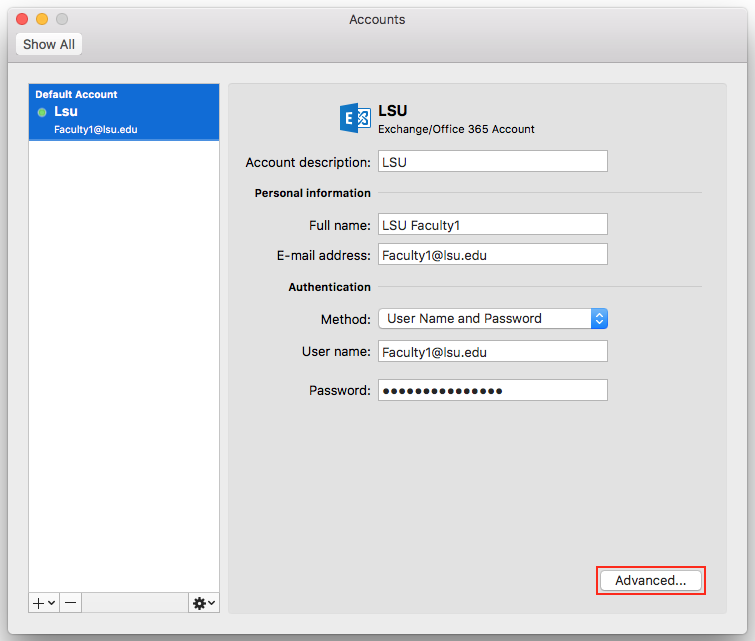 Advanced Preferences option