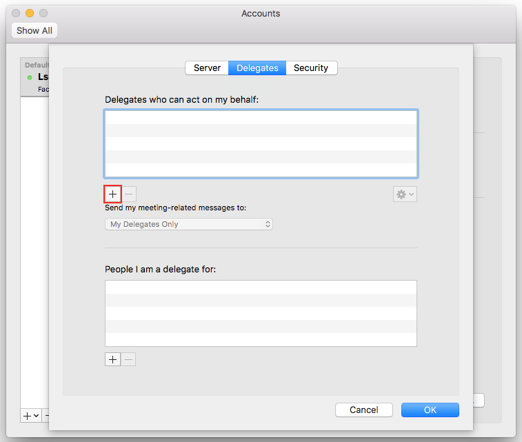 Add a Delegate button