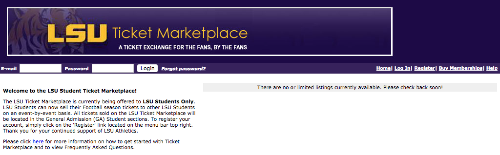 Ticket Marketplace webpage