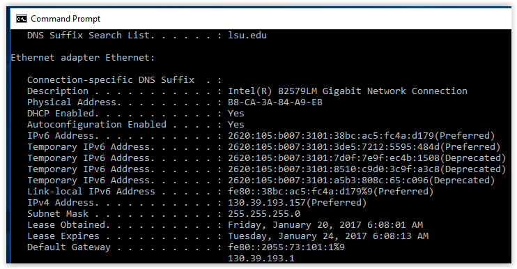 command prompt ip address