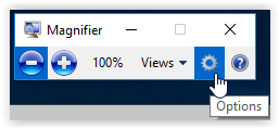 options button in magnifier tool