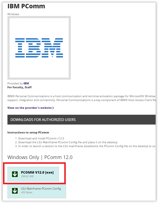 opening the PCOMM download from tigerware