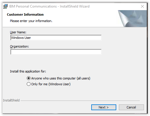 entering customer info in IBM setup