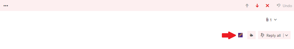 Purple and gold fish icon in outlook web mail