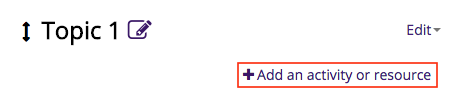 add an activity or resource button