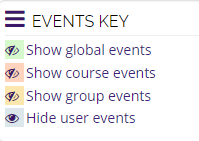 Calendar events key with all eye icons closed except user events
