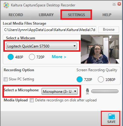 camera and audio settings