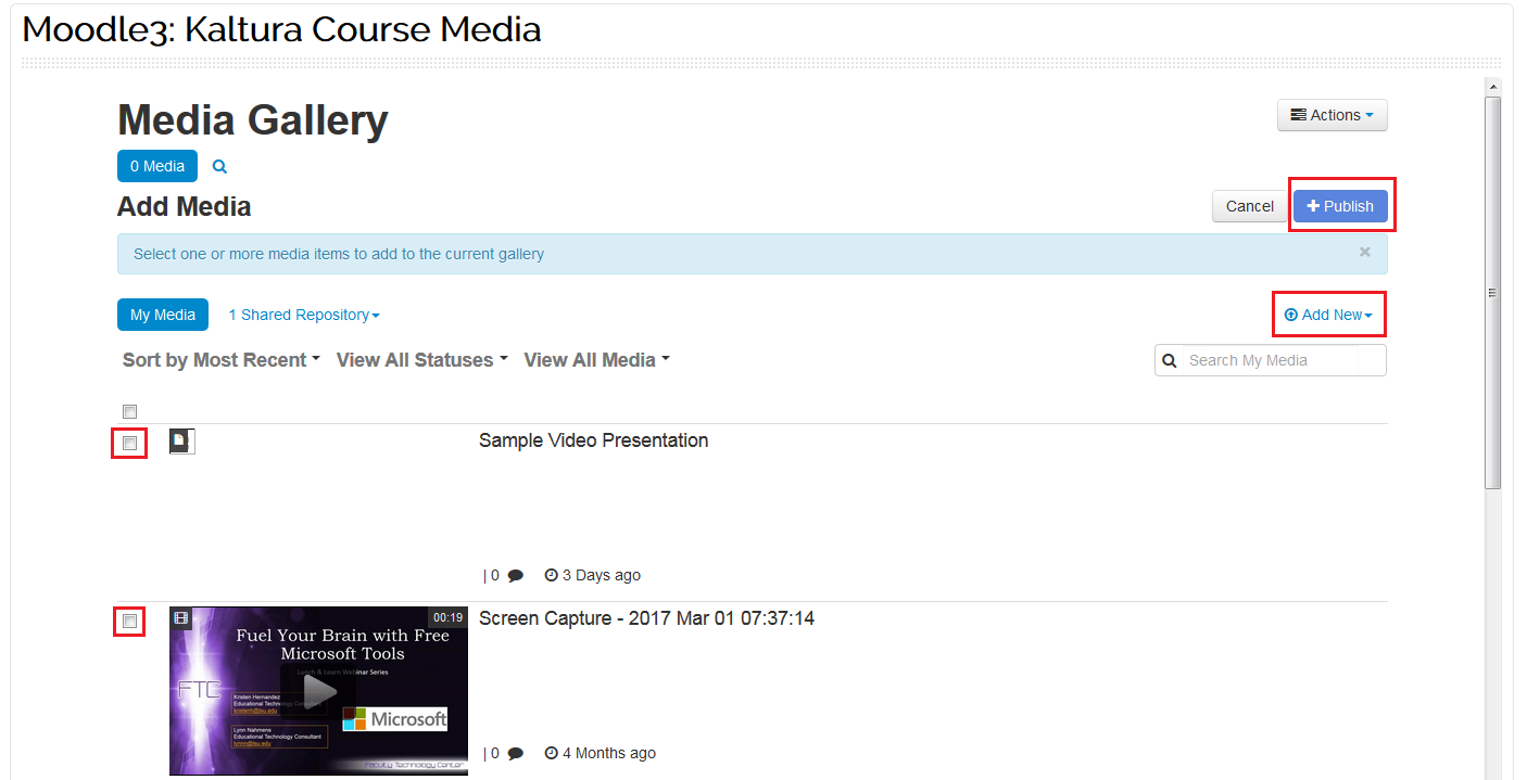 Add Media page