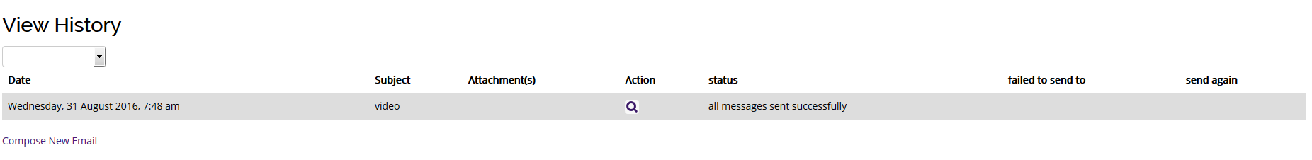 the moodle mail history window