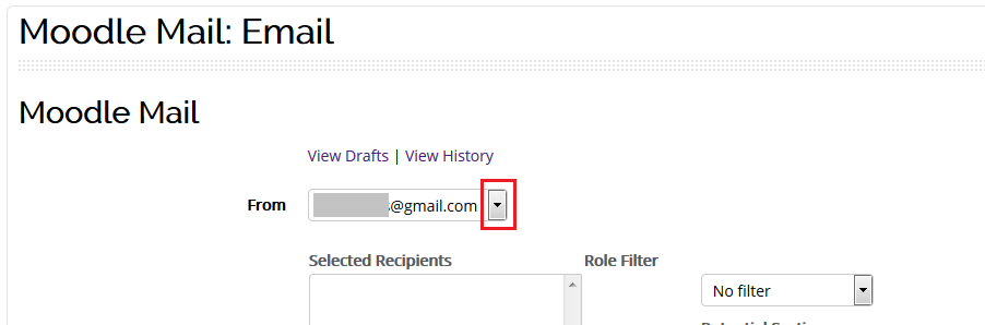 dropdown menu choose email address