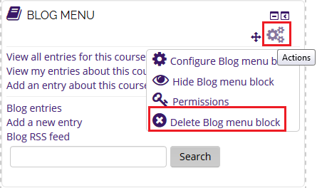 delete blog menu block