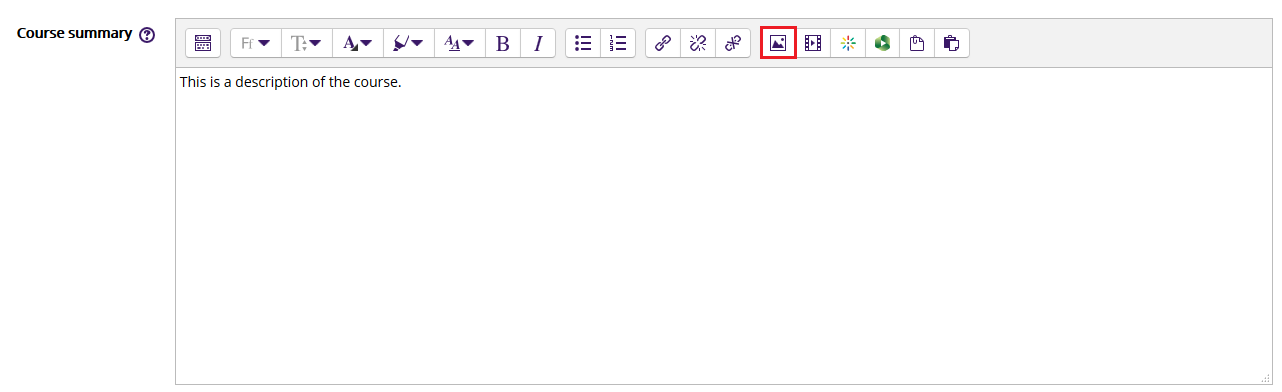 Course summary text box