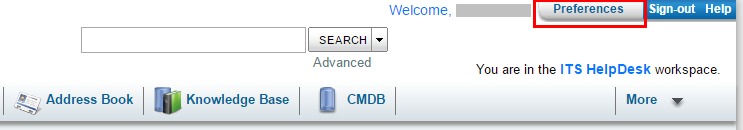 Preferences button at top right