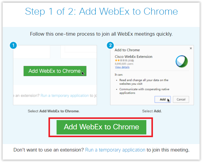 adding webex extension
