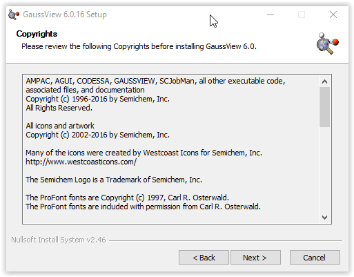gaussview installation copyrights