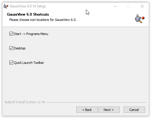 choosing gaussview icon locations