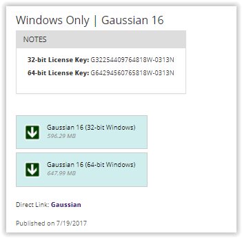 gaussian download in tigerware