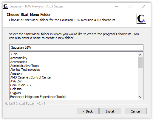 start menu folder selection