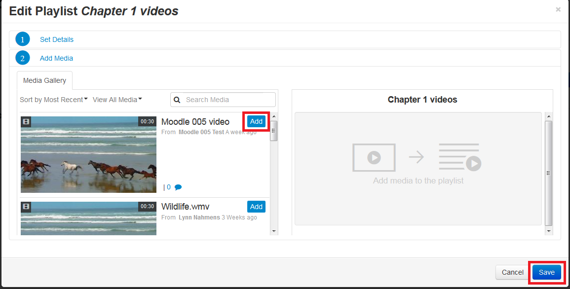 Add videos to Playlist