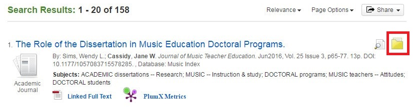 Search Results with folder on the right side.