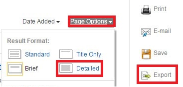 Page Options and the Export button