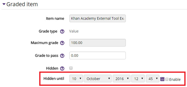 Hidden until options