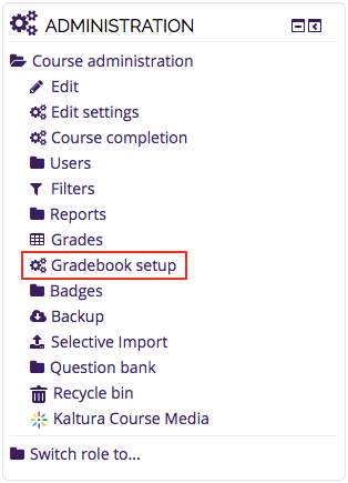 Gradebook Setup option in the Administration Block