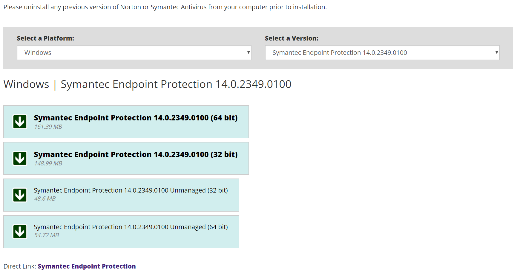 Download Symantec Client Install Package