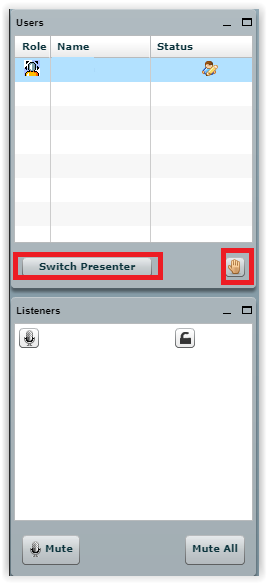 users and listeners menus in bigbluebutton
