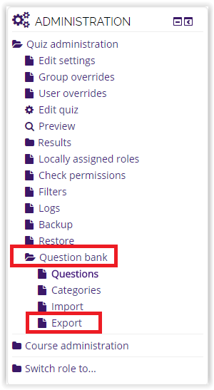 Export option under Question Bank
