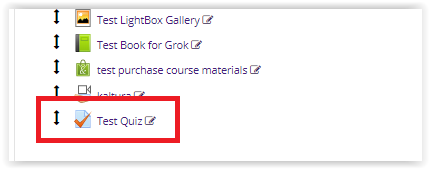 Quiz selected in a moodle topic
